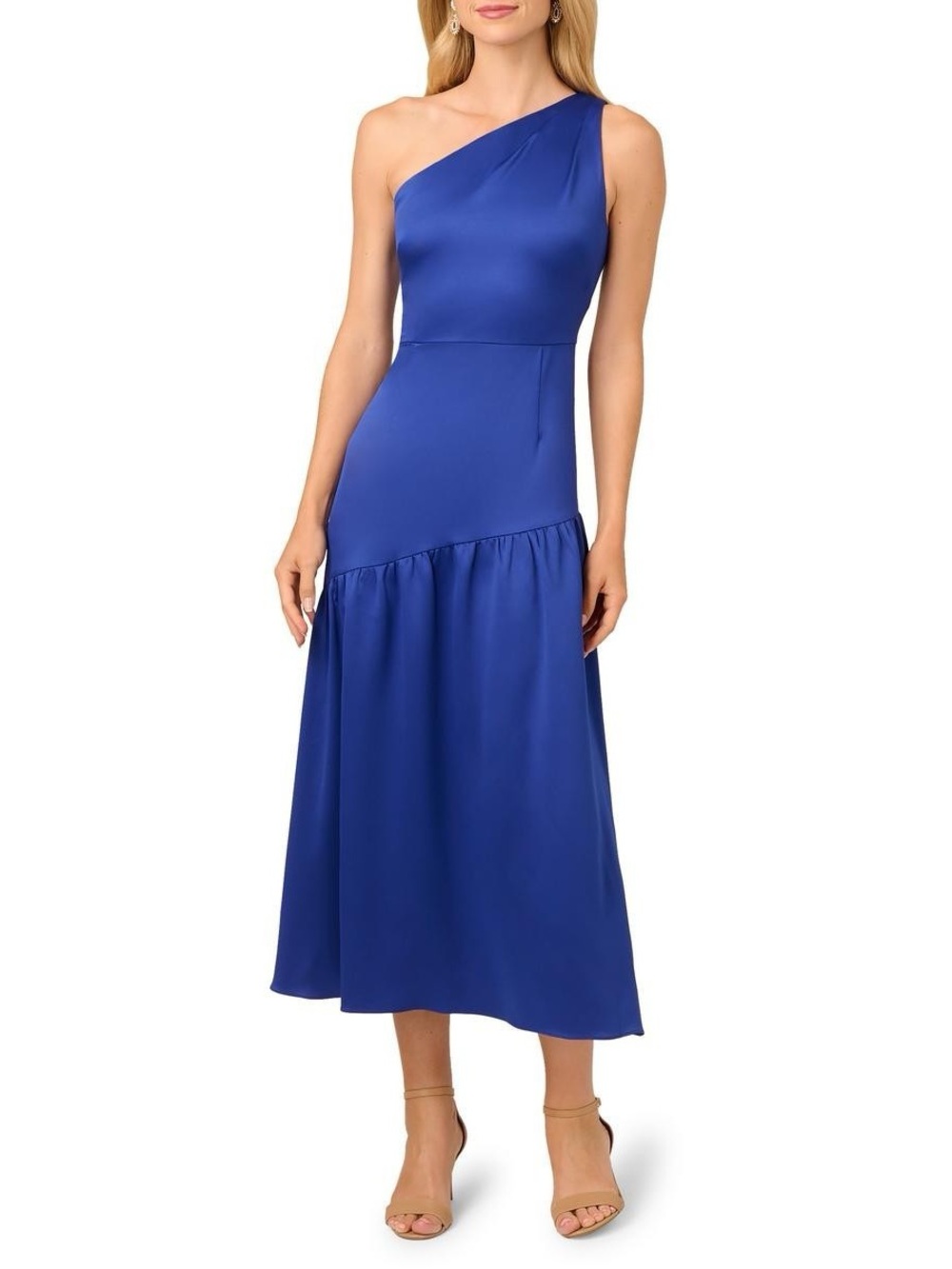Adrianna Papell One-Shoulder Satin Dress